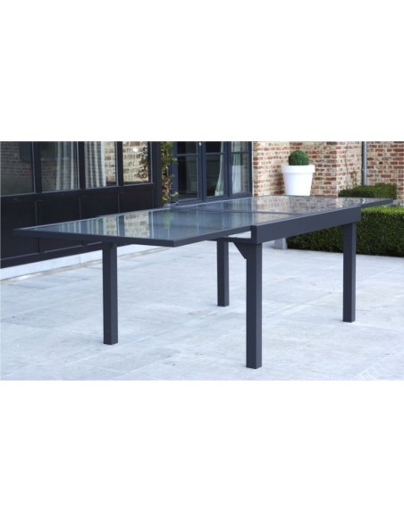 Table de jardin extensible en aluminium 6 à 10 places grise anthracite