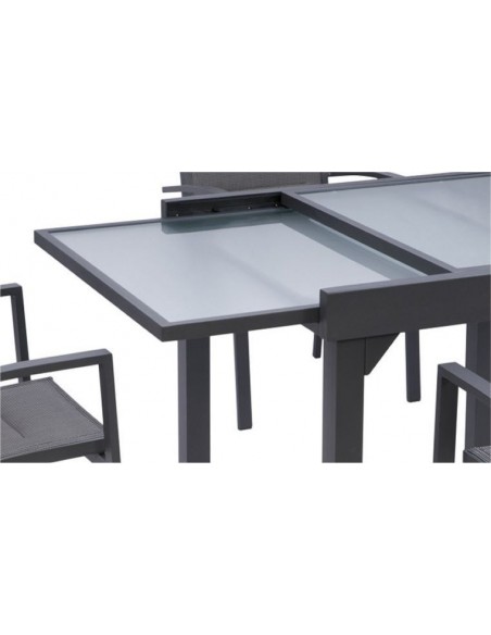 Table de jardin extensible en aluminium 6 à 10 places grise anthracite