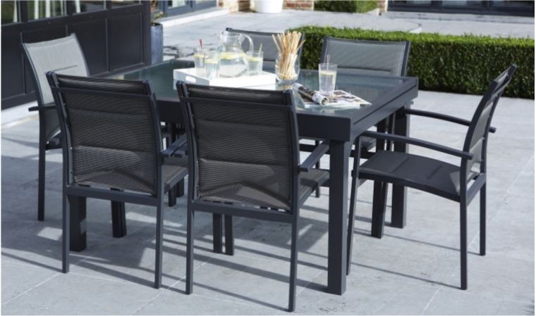 Table de jardin extensible en aluminium - gris vésuve (10