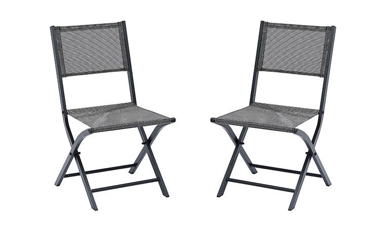 Set table d'exterieur et 2 chaises pliantes en aluminium Anthracite