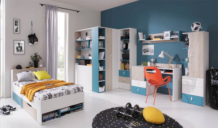 Meuble 9 panières pour enfant bleu gris - Décoration chambre enfant -  Meuble enfant - Meuble