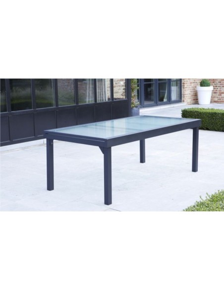 Table de jardin Modulo GRISE 8 à 12 personnes en Aluminium avec Rallonges