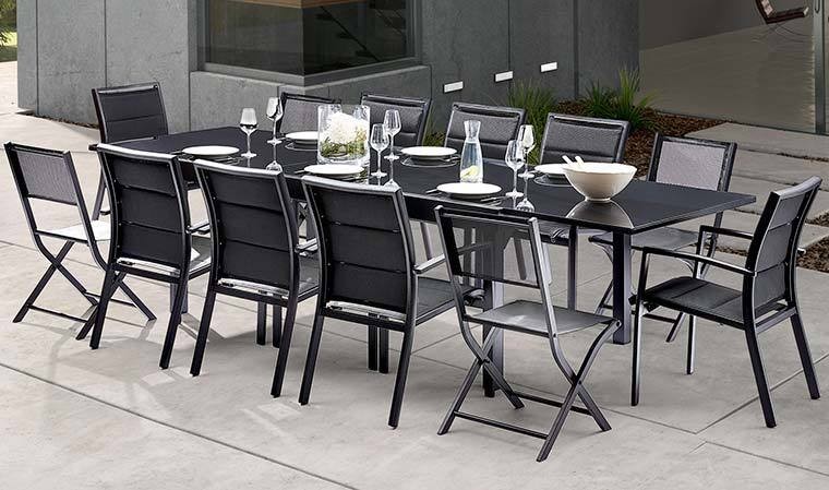 Table salon de jardin extensible en aluminium pour 12 personnes