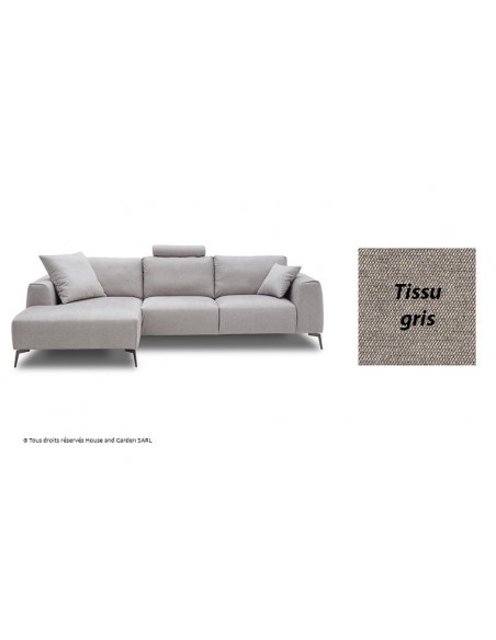 Canapé d'angle vintage en tissu avec méridienne