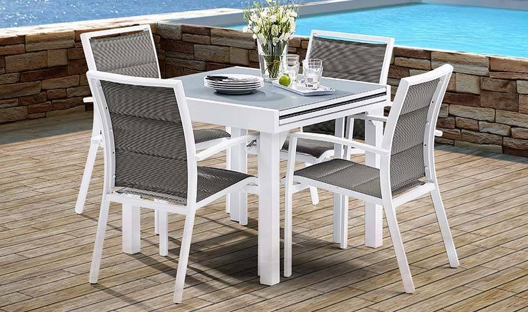 Salon de jardin Giardino 1 table + 4 chaises + 4 coussins