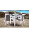 Salon de jardin blanc et gris 4 places