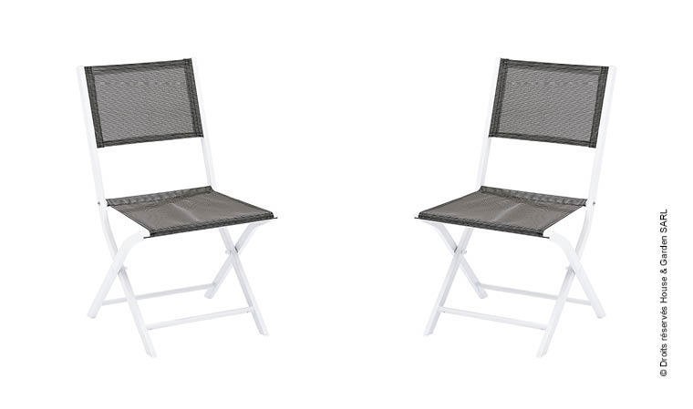 Chaise de jardin en aluminium blanc et gris