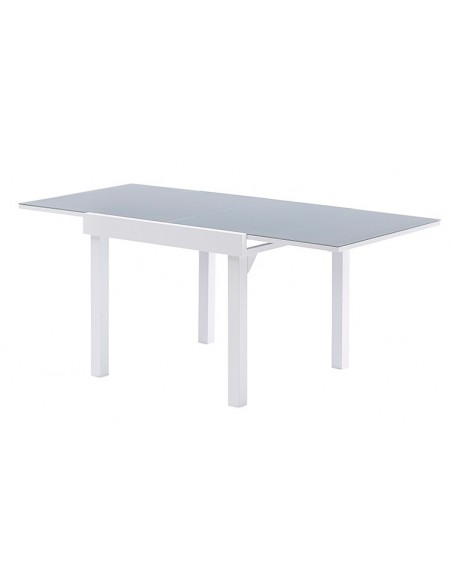 Table de jardin blanche et grise extensible