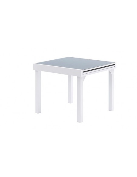 Table de jardin blanche et grise extensible