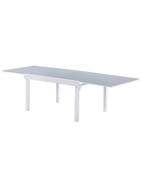 Table de jardin à rallonges blanche et grise Modulo