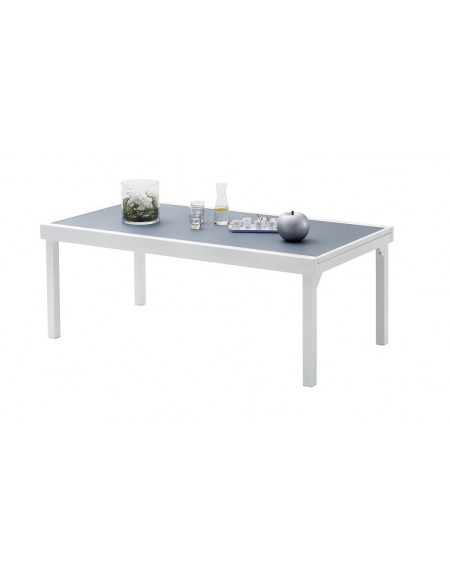 Table de jardin extensible en aluminium et verre 8 à 12 places