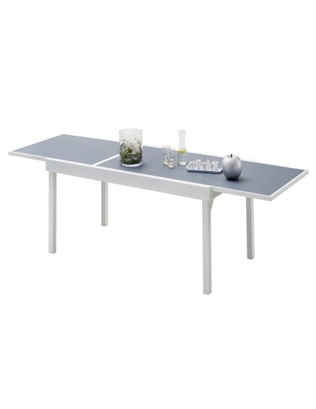 Table de jardin extensible en aluminium et verre 8 à 12 places