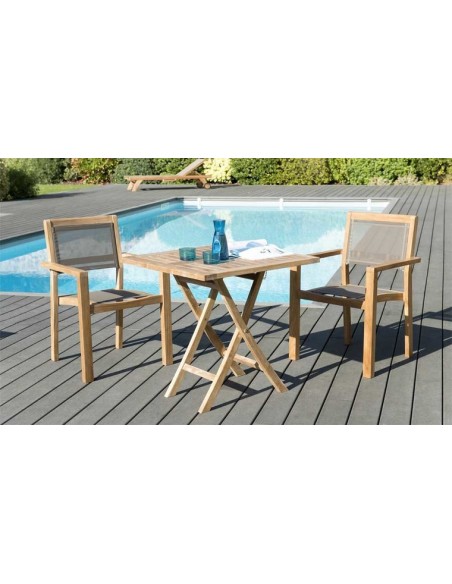 Ensemble jardin en teck 2 fauteuils