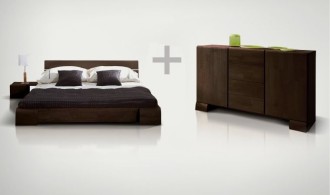 Lit adulte wenge et commode