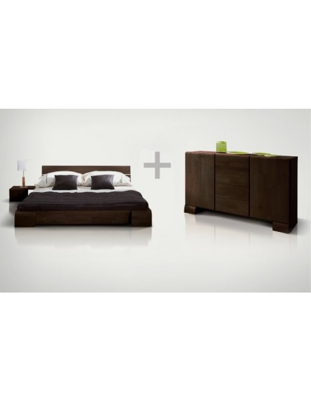 Lit adulte wenge et commode