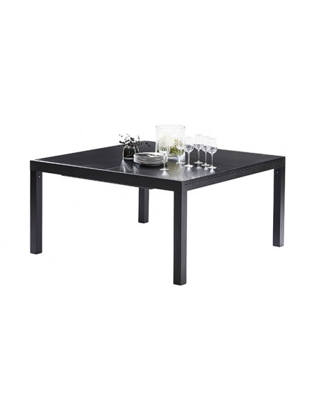 Table de jardin carrée noire extensible