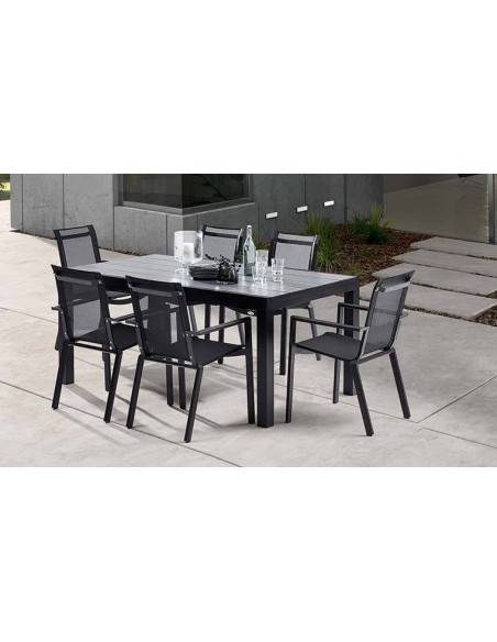 Table de jardin design noire et grise