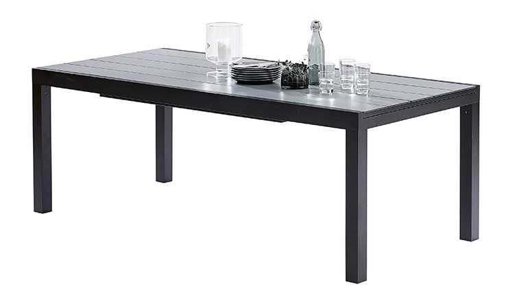 Table de jardin avec rallonge noire et grise