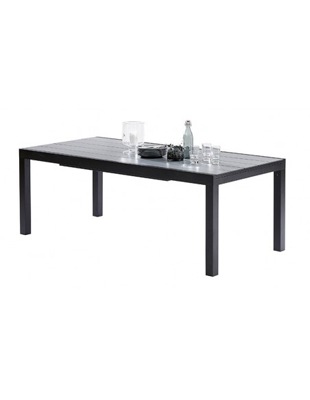 Table de jardin avec rallonge noire et grise