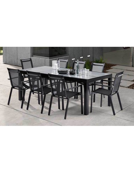 Table de jardin avec rallonge noire et grise