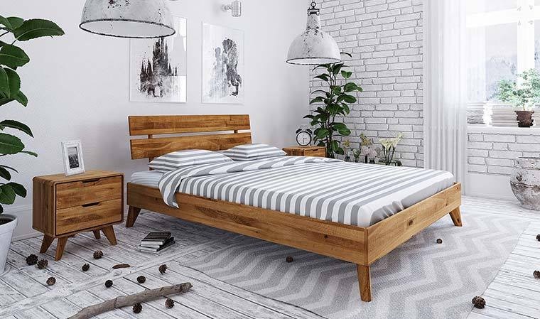 Lit pour matelas 160x200 cm aspect bois et tissu gris style scandinave