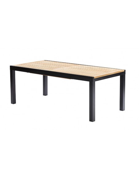 Grande table de jardin en teck et aluminium noir