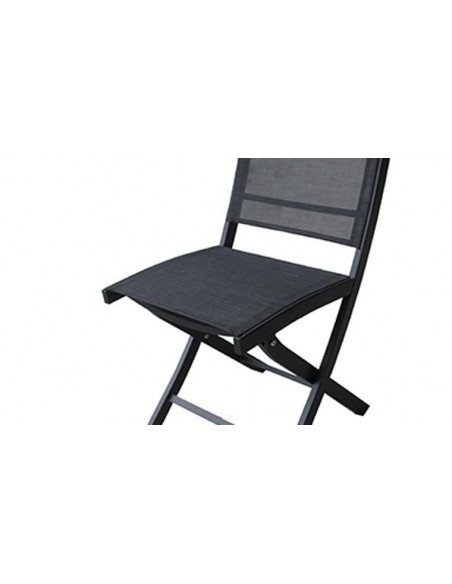 Chaise de jardin noire et pliante en aluminium