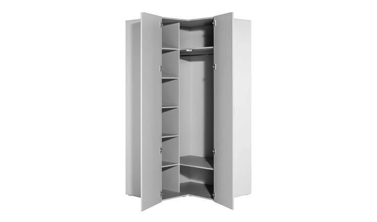 Armoire d'angle modulable blanche bois avec dressing et étagères 4You