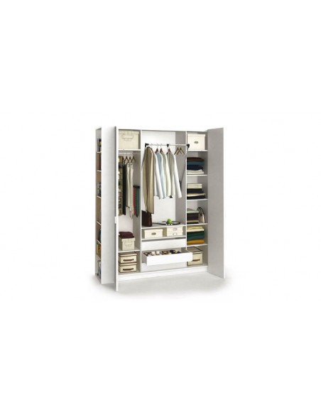 Armoire 4 portes blanche 200 cm armoire étagère dressing - Ciel & terre