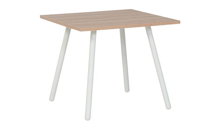 petite table 2 personnes plateau finition chêne et pieds blancs