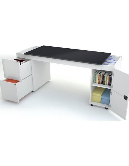 Bureau design pas cher modulable avec plateau Noir YU, Meuble bureau design, bureau design