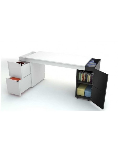 Bureau 140cm modulable Vox Young User Blanc et Noir - Bureau/Bureau -  petits-meubles