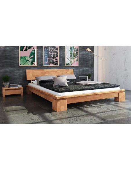 lit en bois massif avec sommier et matelas