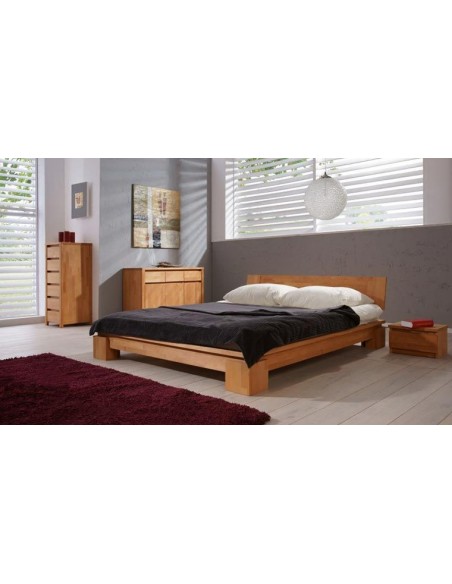 Chambre adulte en bois massif lit + commode