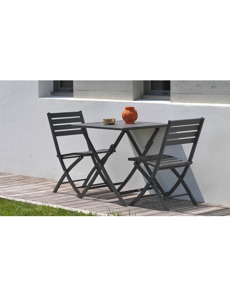 Salon de jardin pliant 2 places en aluminium - Marius
