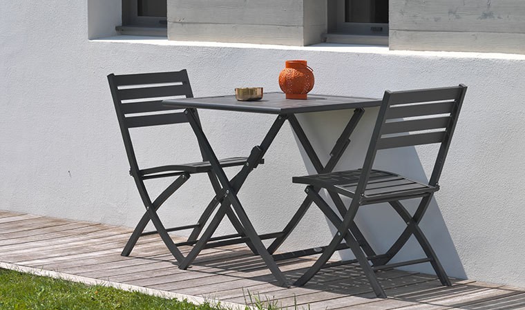 Salon de jardin pliant 2 places en aluminium personnalisable - Marius