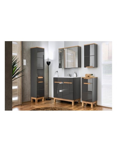 meuble salle bain gris suspendu