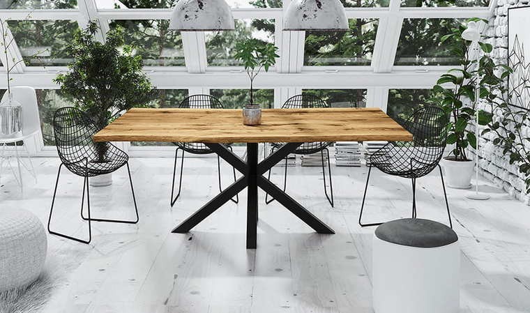 Table industrielle extensible - plateau chêne massif - Metal and Woods