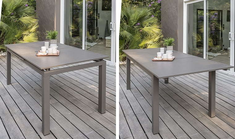 Table de jardin extensible aluminium gris 160/240cm + 8 fauteuils