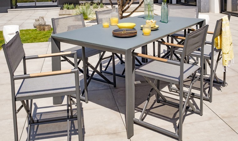 Table de jardin extensible Honfleur en aluminium (90<180 x 90 x 75