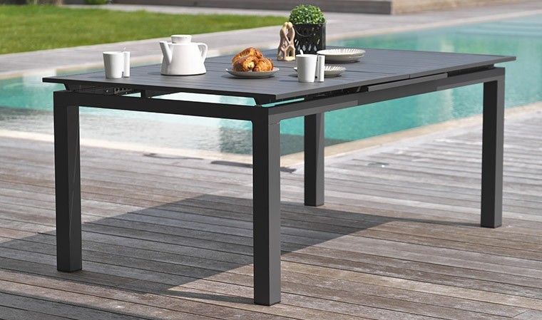 Table de jardin extensible 180/240 x 107 grise anthracite - Deli