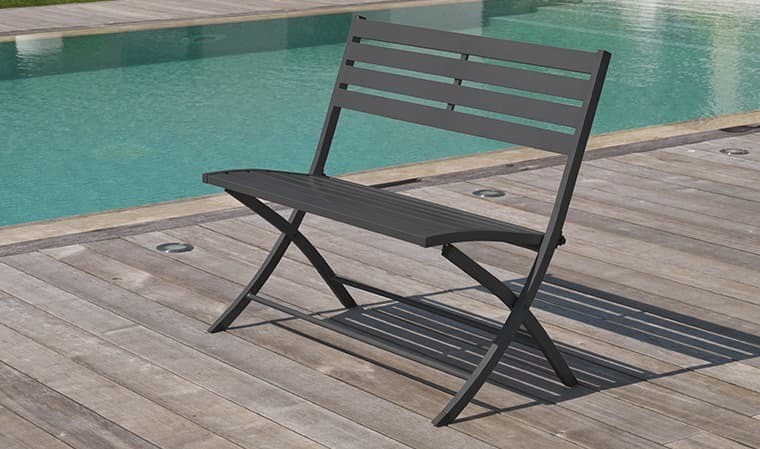 Banc de jardin LINE, 2 places, en plastique solide et en aluminium