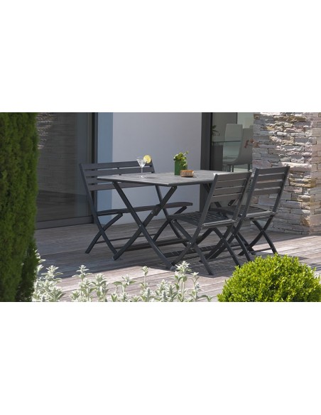 Banc jardin pliant aluminium anthracite