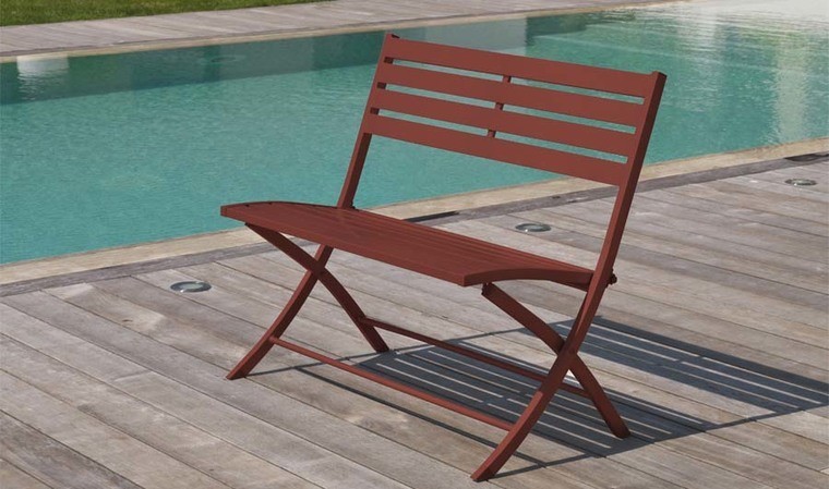 Banc jardin pliant aluminium carmin Banc jardin pliant aluminium carmin