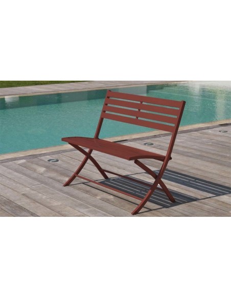 Banc jardin pliant aluminium carmin