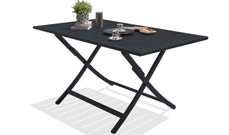 Table de jardin 2 personnes pliante plastique gris Relax - Table de jardin  - Mobilier de jardin - Jardin et Plein air