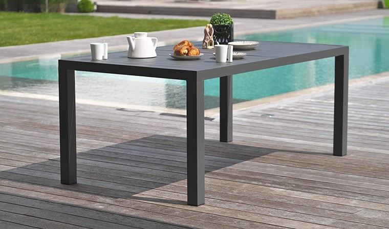 Table de jardin en aluminium anthracite 160 x 90 cm  Miami
