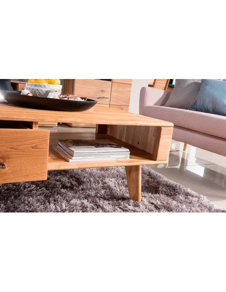 Table basse en chêne avec rangement