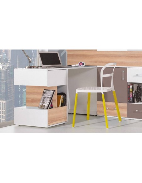 Lit haut adolescent avec bureau et commode