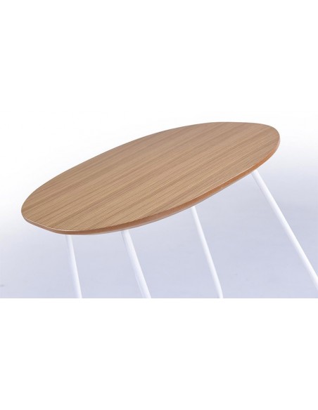 Table d'appoint en bois pieds en métal blanc